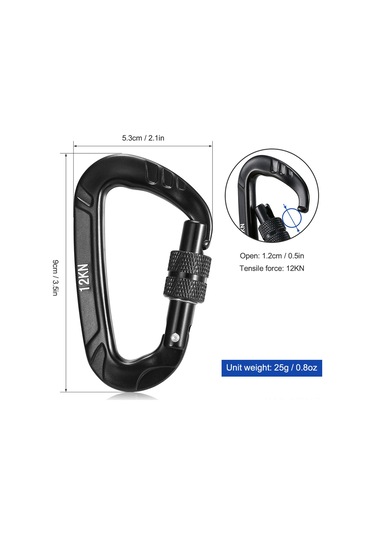 Maiyame 12kn Yük Kapasiteli Uçak Alüminyum Klipsler - 4 Adet, Tek Elle Kullanım, Ultra Hafif, Bisiklet/doğa Sporları İçin Siyah