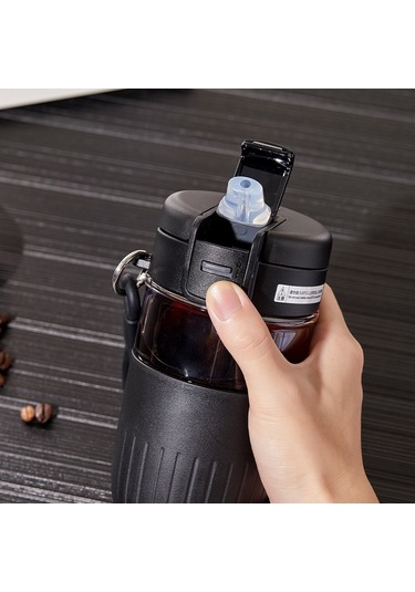 Aurora Yüksek Sıcaklıga Dayanıklıcam Bardak, Kaymaönlici Bardağı Kapağı, Su Bardağı, Pipet, "dan İçmeçiftçi" Kullan Siyah