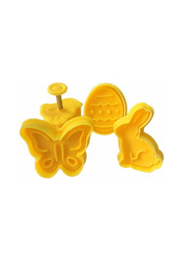 4 Adet Paskalya Tavşanı Desen Kabartma Kalıbı 3d Bahar Bisküvi Ka Sarı