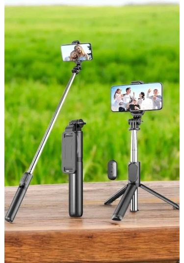 Bfs Tripod Kablosuz Bluetooth Bağlantılı Selfie Çubuğu 360 Derece Dönebilen