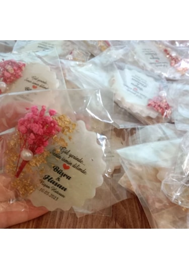 Poşetli Epoksi Magnet 45 Adet Söz Nişan Nikah Kına Düğün Hediyeli