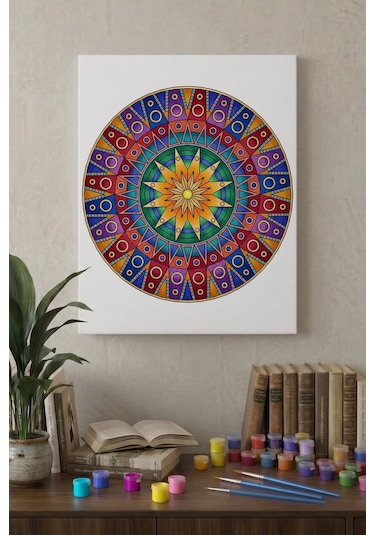 Geometrik Mandala Ahşap Boyama Seti 40x50 Cm