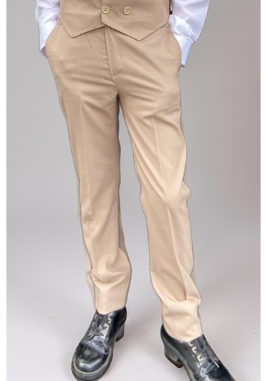 Riccotarz Erkek Çocuk Cepken Yelekli Camel Takım Elbise 5-9 Yaş Camel