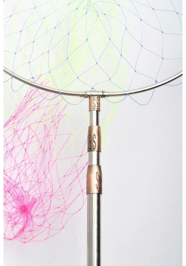 Powerex Paslanmaz Çelik Krom Geniş Göz Misina 50cm.çap,190cm Sap,lüks Kepçe