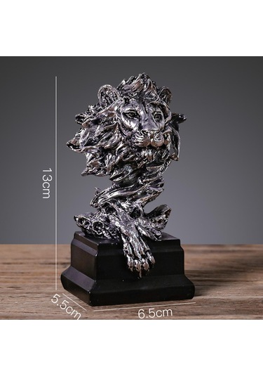 Suntek Magideal Aslan Kafası Heykeli El Sanatları Masa Süsleme Gümüş