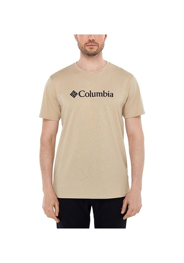 Columbia CSC M Basıc Bıg Logo Brushed SS Tee Erkek Tişört Bej CS0 Ekru