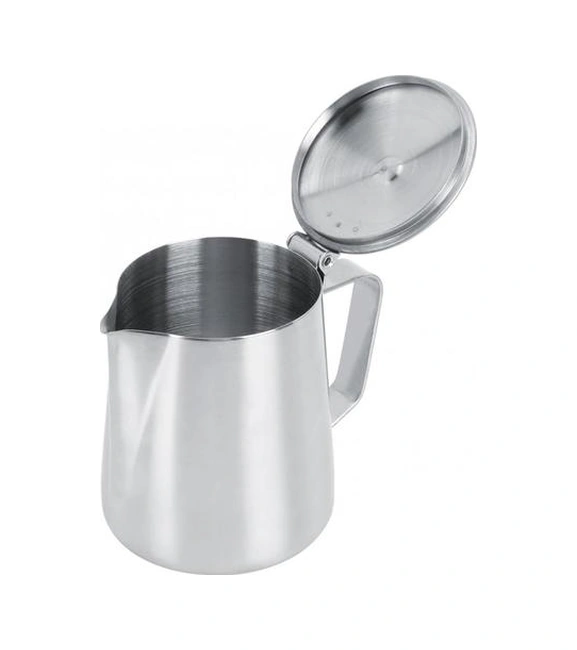 350 Ml Paslanmaz Çelik Süt Kabı Süt Köpürme Fincan Kahve Latte Sanat Sürahi Kahve Sürahi Kupa Kahve Fincanı İle Kapak Moka Cezve Kahve Kapları