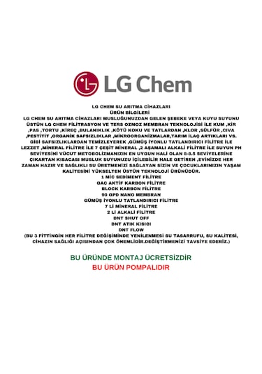Lg Chem Platınum Pompalı Montaj Dahil 12 Lt 7 Fl Su Arıtma Cihazı