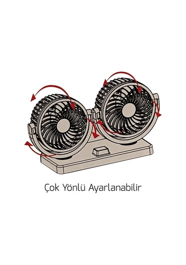 Oto Vantilatör Çift Fanlı Torpido Üstü 2 Kademeli 12 Volt