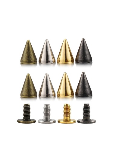 Mix 10 Takım 7 10mm Mermi Koni Renkli Çıtçıt Ve Sivri Giysiler Için Dıy El Sanatları Konfeksiyon Perçinler Deri Çanta Ayakkabı