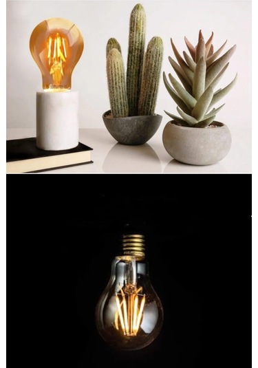 Amber Cam A60 Rustik Led Filament Ampul 4w E27 Gün Işığı Vintage