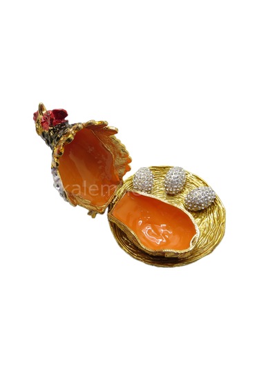 Swarovski Taşlı Yumurtalı Tavuk - Gizli Hazneli Masaüstü Hediyeli