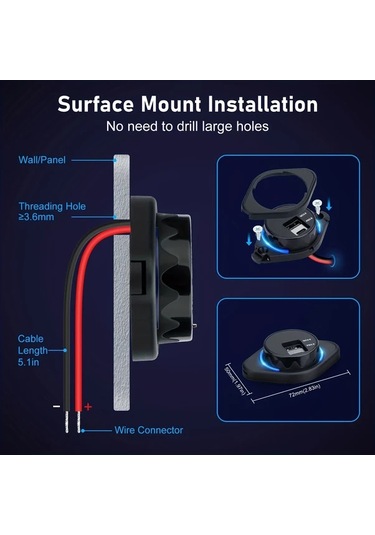 Honeybeeshop Clelo 12v Usb C Soket Çift Pd3.0 Qc3.0 24w 24v Araba Usb Portu Tip C 1 Takım