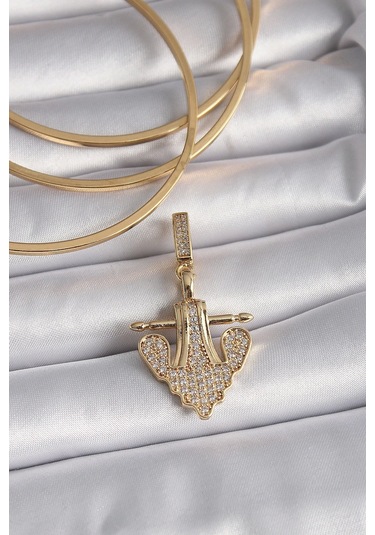 Pirinç Gold Renk Zirkon Taşlı Çapa Model Ajda Charm Çok Renkli