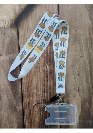 Kafadar Ayılar Geniş Kart Askısı Yaka Kartı Boyun Askı İpi Telefon Askısı Yatay Dikey Kart Koruyucu