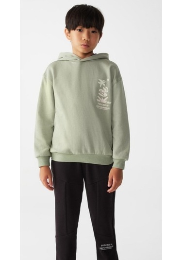 Erkek Çocuk Kapüşonlu Botanik Sweatshirt-13019-yeşil Yeşil