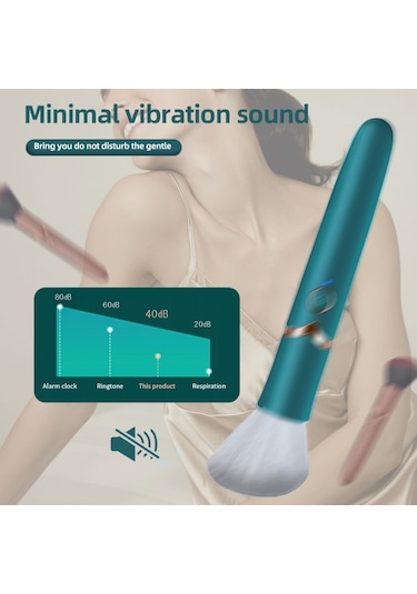 Moveevo Çift Kullanımlı Elektrikli Vibratör Masaj Aleti Makyaj Fırçası Usb Şarj 10 Hızlı Titreşim Otomatik Isıtma Dahili 150mah