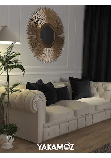 Br Yakamoz Siyah Kırlent , Yastık Kılıfı Kadife Görünümlü Velvet Touch Serisi Siyah