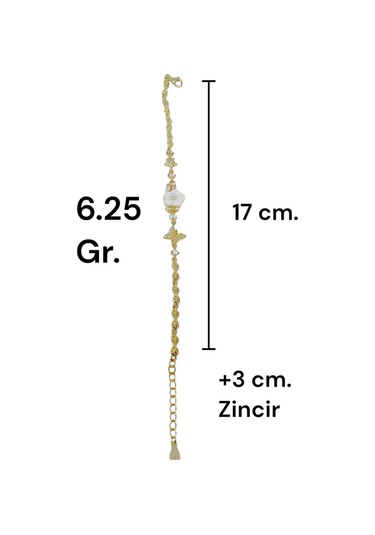 925 Ayar Gümüş Zarif Çiçek Ve Kelebek Figürlü Taşlı Kadın Bileklik Gümüş
