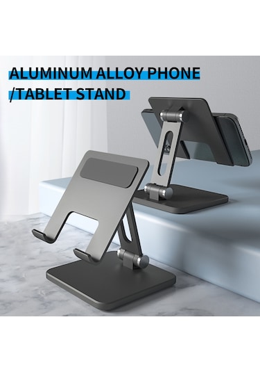 Yaozixa Alüminyum Gümüş/gri Telefon Ve Tablet Ayakçılığı: Taşınabilir Katlanabilir, Sağlam Kaymaz, Açı Ayarlanabilir