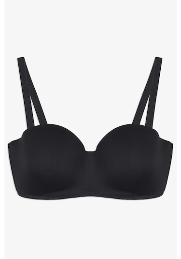 Kadın Dolgusuz Mikro Straplez Sütyen Siyah
