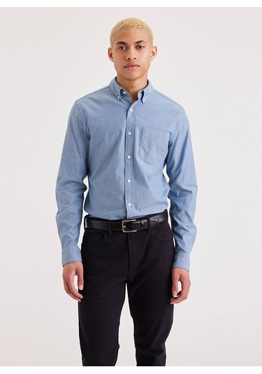 Dockers Erkek Uzun Kol Minimalist Gömlek - Günlük & İş Mavi