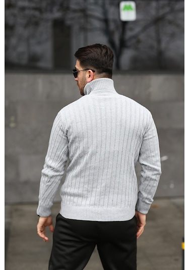 Martino Butik Unisex Balıkçı Yaka Gri Triko Kazak Gri