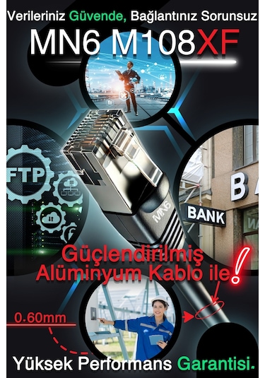 Mn6 M108xf 70 Metre Internet Kablosu/ftp 0.60mm Cat6 Iki Kat Korumalı/iç Dış Mekan/70m Ethernet Kablosu