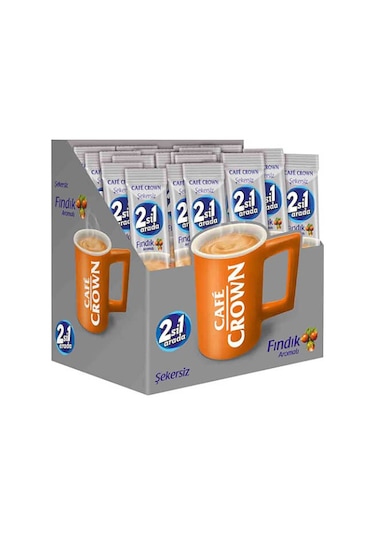 Cafe Crown 2'si 1 Arada Şekersiz Fındıklı Kahve 24 x 11 G