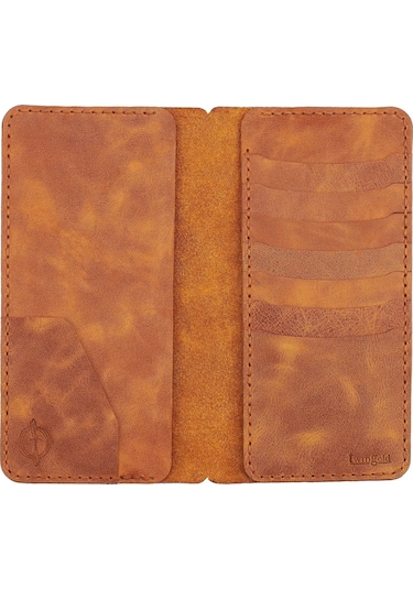 Twingold İsme Özel Dikey Uzun Cüzdan - %100 Rainbow Deri - A010007 - Camel Camel