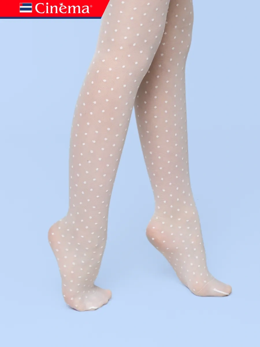 Cinema Çocuklar İçin 40 Denye Desenli Naylon Külotlu Çorap 424907799 Beyaz