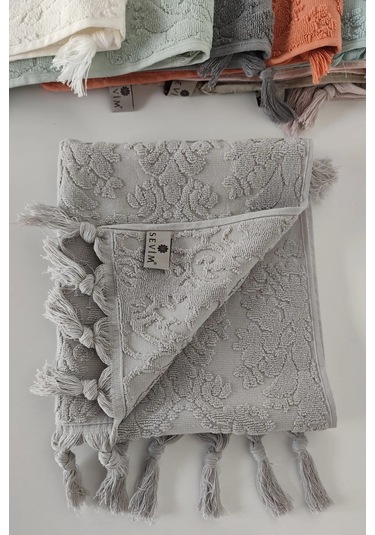 Gri Renk Otantik Saçaklı El Havlusu 50x85 Cm - %100 Pamuk - Yumuşak Ve Su Emici Grı Gri