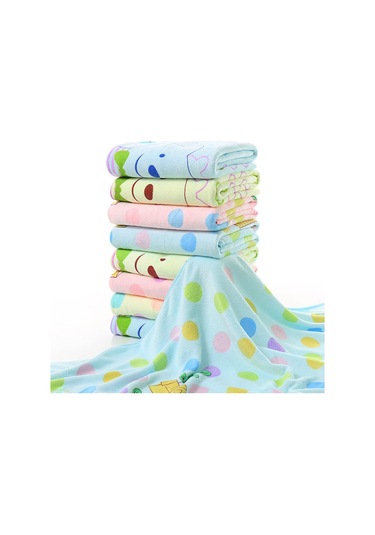 Mikrofiber Karikatür Baskılı Banyo Havlusu Emici Çocuk Büyük Havlu Banyo Örtüsü Çabuk Kuruyan Plaj Havlusu Açık Mavi Standart
