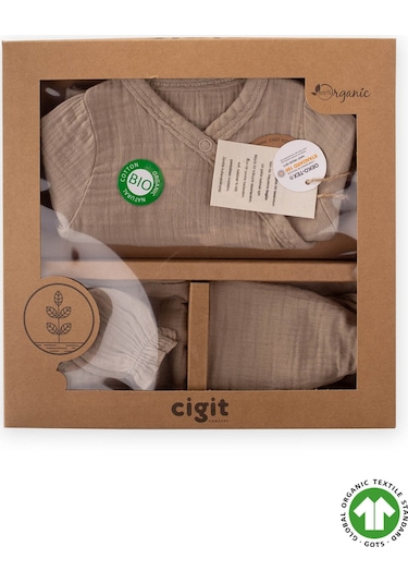 Cigit Organik Hastahane Çıkışı Bebek Takımı 0-3 Ay Vizon Vizon