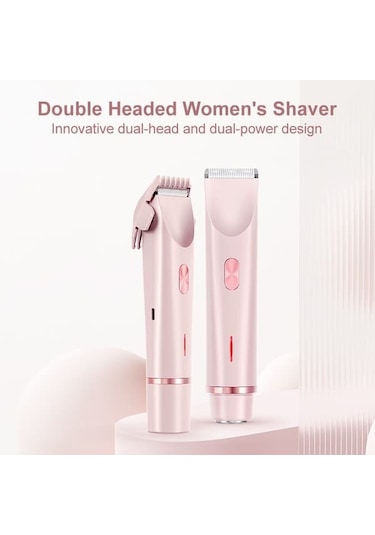 Özel Teklifler Kadınlar İçin 2'si 1 Arada Elektrikli Tıraş Makinesi, Su Geçirmez, Bikini Bölgesi Düzeltici, Çift Başlık, Tip-c Pembe