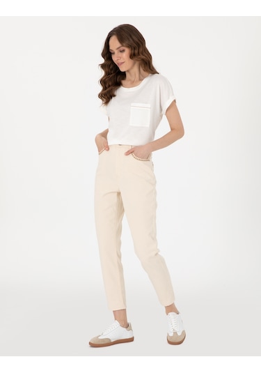 Pierre Cardin Kadın Ekru Tişört 50301440-vr019 Ekru