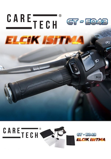 CARETECH CT-E043 Elcik Isıtma Motosiklet 2 Kademeli Isıtmalı Sarmalı Takım Motosiklet Gidon Evrensel