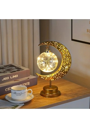 Maoyaya Ambition 1 Adet Altın Led Demir Masa Lambası Yıldız Ay/yuvarlak Sarı Işık Açık Sarı