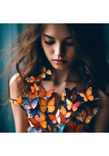 Gregorange Dekoratif 3d Kelebekler 48 Adet, İç Mekan Çıkartmaları, 225298609 Mavi-turkuaz