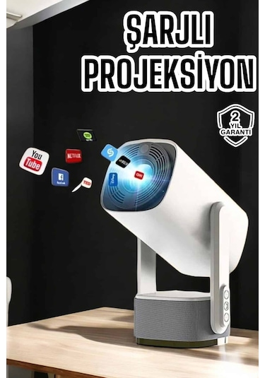 Akıllı Projeksiyon Powerbankli Taşınabilir Sinema Projektörü 4k Hd Kaliteli