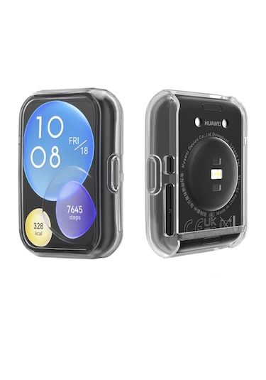 Huawei Watch Fit 2 Uyumlu Şeffaf Silikon Kasa Ve Ekran Koruyucu
