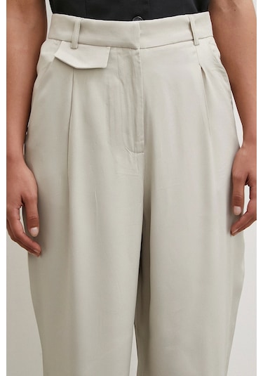 Never More Kemer Detaylı Klasik Pantolon Taş