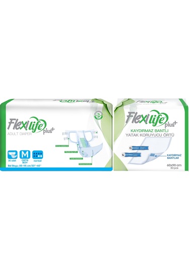 Flexi Life Hasta Bezi Bel Bantlı M 30 Adet+ Yatak Koruyu 30 Adet M