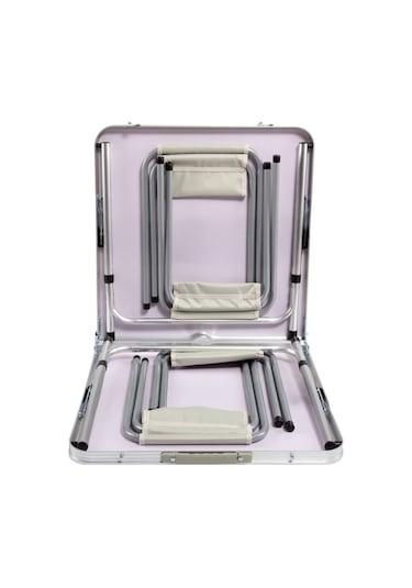 FUNKY CHAIRS Tabureli Katlanabilir Piknik Masası Seti - Gri