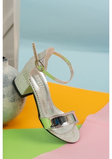 Gimer - Topuklu Tek Bant Gümüş Kız Çocuk Sandalet - Eyl1608G Gümüş