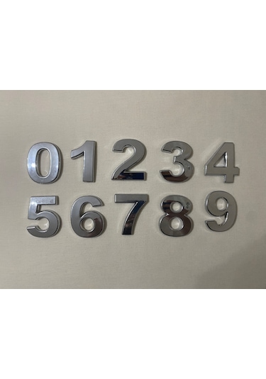 8 Sekiz Numara Yapışkanlı Daire Bina Villa Kapı Numarası Krom Crom 4 Cmx5cm No:8 Plastik