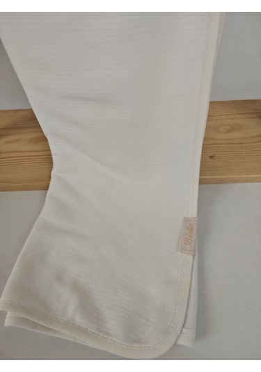 Ekru Fitilli Tek Katlı Bebek Battaniyesi Kundak %100 Pamuklu Çok Amaçlı Örtü 90x85cm Ekru