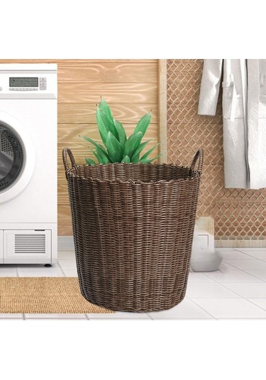 Pazly Suntek El Dokuması Taşınabilir Çamaşır Sepeti - Kahverengi Kahverengi