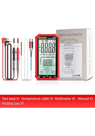 Butu Aneng 620a Tam Ekran Akıllı Dijital Multimetre Kırmızı
