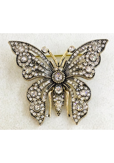Kelebek Swarovski Taşlı Elmas Montür Yaka İğnesi Broş Sevgiliye Hediye